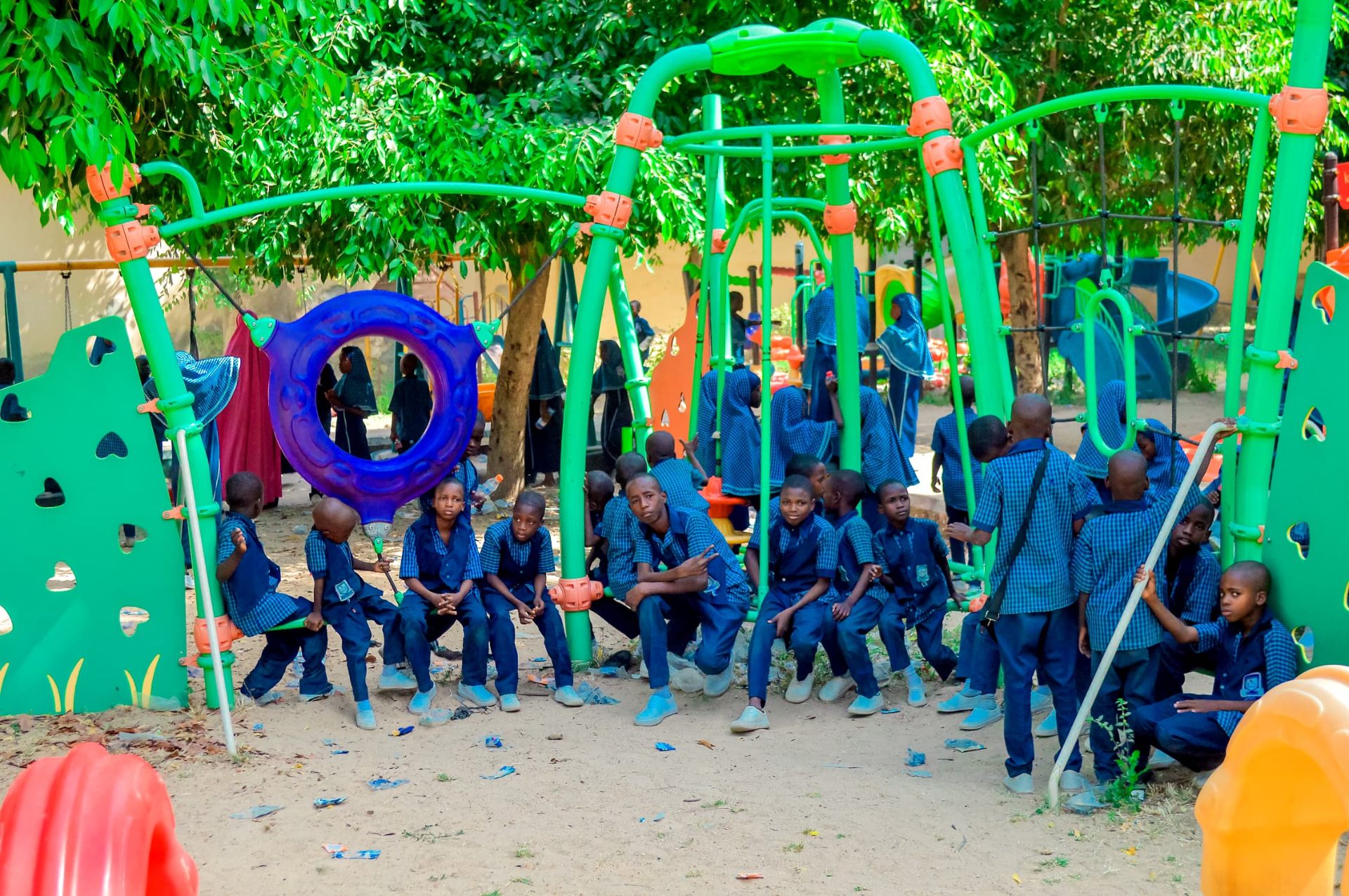 Students at the academy playground